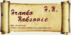 Hranko Maksović vizit kartica